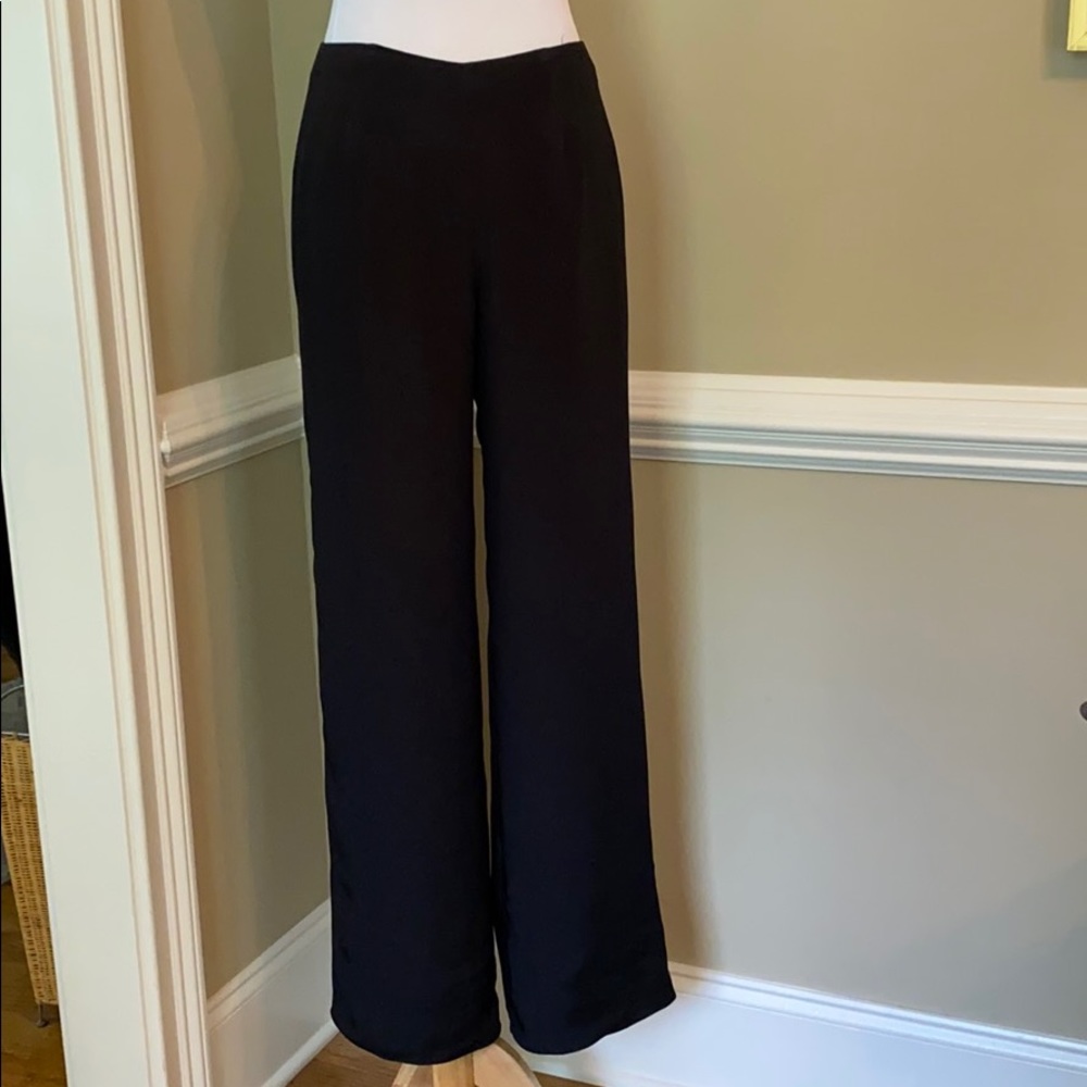 Flores and Flores 100% Silk Black Pants
